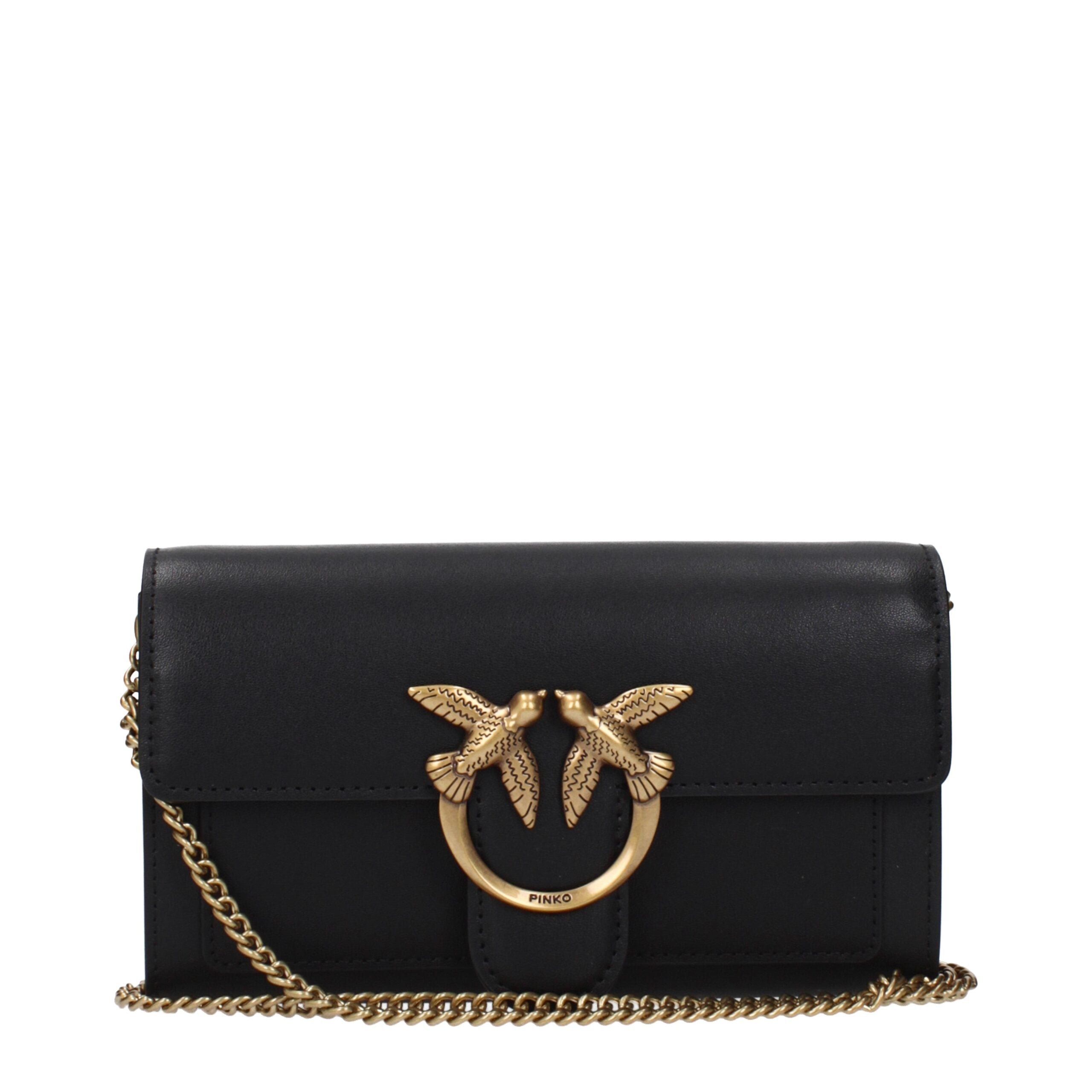 PINKO Black Leather Clutch Bags